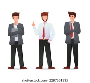 conjunto de hombres con traje. ilustración vectorial de empresario
