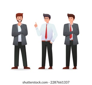 set of man in suit. businessman vector illustration
