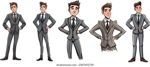 A set of man in suit uniform vector illustration.