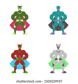 Set of Man superhero . Superhero Standing . Icon in Flat style