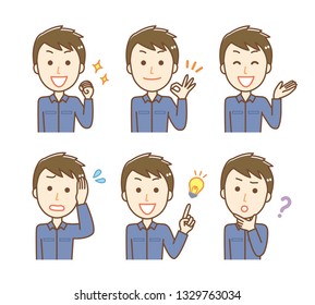 A set of man wearing work clothes