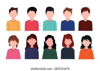 set of man and woman in flat vector illustration	