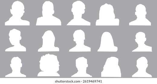 Set man and woman head icon silhouette. Male and female avatar profile sign, face silhouette logo stock vector