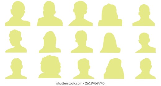 Set man and woman head icon silhouette. Male and female avatar profile sign, face silhouette logo stock vector