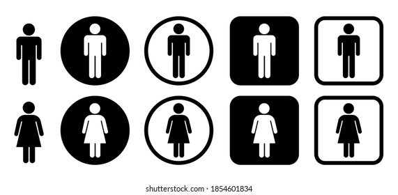 Set of Man and Woman icon vector. Man and woman silhouette. Male female sign. Restroom ws signs. Flat simple illustration isolated on background.