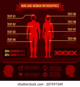 Set of Man and Woman Infographic Elements and Icons. Vector illustration