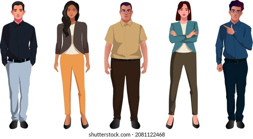 set of man and  women vector characters design in casual clothes diffrent posses