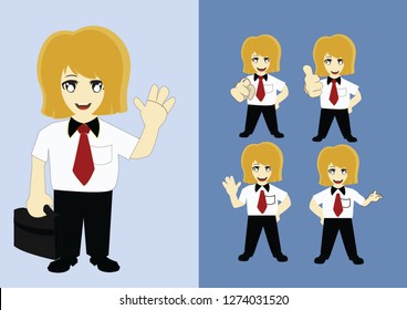 set of man working in office and presentation in various action. - Vector 
