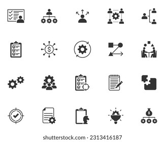 set of management icons, business, people, project