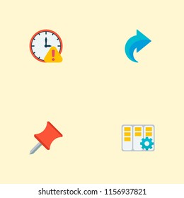 Set of management icons flat style symbols with deadline, pin, redo and other icons for your web mobile app logo design.