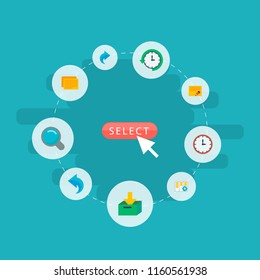 Set of management icons flat style symbols with log time, undo, task and other icons for your web mobile app logo design.