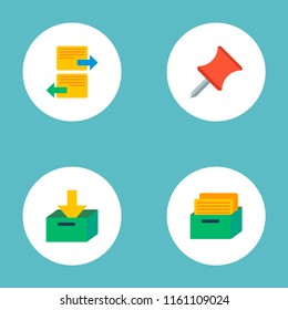 Set of management icons flat style symbols with archive, arrange task, pin and other icons for your web mobile app logo design.