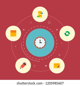 Set of management icons flat style symbols with pencil, task list, time and other icons for your web mobile app logo design.