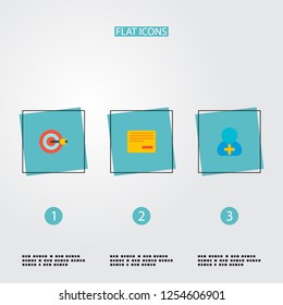 Set of management icons flat style symbols with goal, remove task, add member and other icons for your web mobile app logo design.