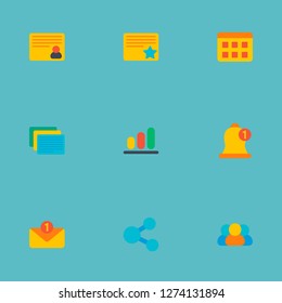 Set of management icons flat style symbols with personal task, starred task, notification and other icons for your web mobile app logo design.