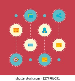 Set of management icons flat style symbols with goal, calendar, remove task and other icons for your web mobile app logo design.