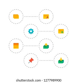 Set of management icons flat style symbols with edit task, archive, add task and other icons for your web mobile app logo design.