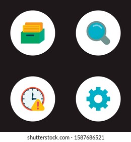 Set of management icons flat style symbols with search, deadline, task box and other icons for your web mobile app logo design.