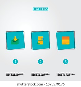 Set of management icons flat style symbols with task list, archive, arrange task and other icons for your web mobile app logo design.