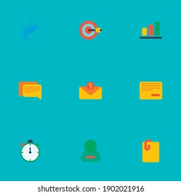 Set of management icons flat style symbols with comments, remove task, redo and other icons for your web mobile app logo design.
