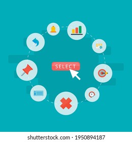 Set of management icons flat style symbols with undo, task manager, bar chart and other icons for your web mobile app logo design.