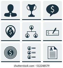 Set Of Management Icons On Bank Payment, Curriculum Vitae And Money Navigation Topics. Editable Vector Illustration. Includes Dollar, Prize, Money And More Vector Icons.