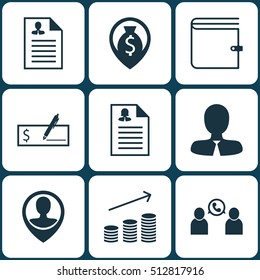 Set Of Management Icons On Bank Payment, Female Application And Manager Topics. Editable Vector Illustration. Includes Application, Profile, Employee And More Vector Icons.