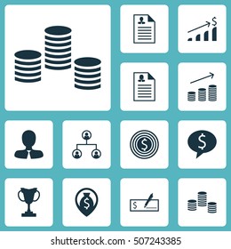 Set Of Management Icons On Business Deal, Bank Payment And Money Navigation Topics. Editable Vector Illustration. Includes Career, Pin, Resume And More Vector Icons.