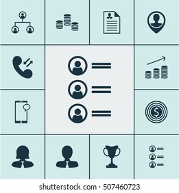 Set Of Management Icons On Business Goal, Manager And Job Applicants Topics. Editable Vector Illustration. Includes Structure, User, Resume And More Vector Icons.