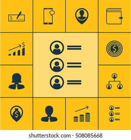 Set Of Management Icons On Business Woman, Tree Structure And Successful Investment Topics. Editable Vector Illustration. Includes List, Pin, Map And More Vector Icons.