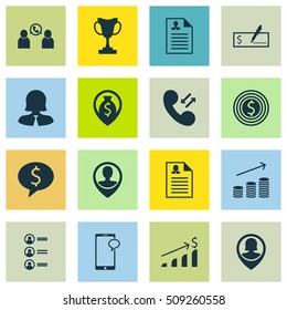Set Of Management Icons On Business Deal, Business Woman And Bank Payment Topics. Editable Vector Illustration. Includes Male, Chat, Prize And More Vector Icons.