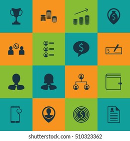 Set Of Management Icons On Business Goal, Messaging And Employee Location Topics. Editable Vector Illustration. Includes Success, Check, Cup And More Vector Icons.
