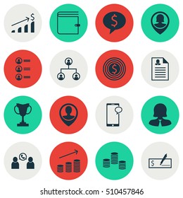 Set Of Management Icons On Business Deal, Coins Growth And Job Applicants Topics. Editable Vector Illustration. Includes Chat, Male, Growth And More Vector Icons.