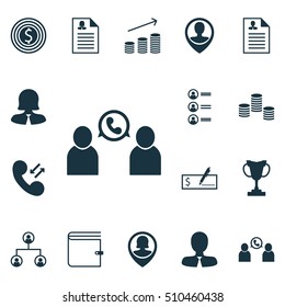 Set Of Management Icons On Business Woman, Money And Pin Employee Topics. Editable Vector Illustration. Includes Cellular, Prize, Success And More Vector Icons.