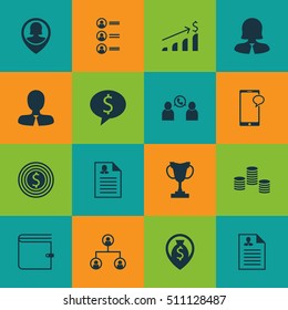 Set Of Management Icons On Business Deal, Business Goal And Curriculum Vitae Topics. Editable Vector Illustration. Includes Increase, Tree, Mobile And More Vector Icons.