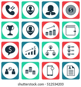 Set Of Management Icons On Business Goal, Money And Tree Structure Topics. Editable Vector Illustration. Includes Employee, Coins, Discussion And More Vector Icons.