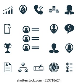Set Of Management Icons On Business Goal, Employee Location And Money Topics. Editable Vector Illustration. Includes Goal, List, Female And More Vector Icons.