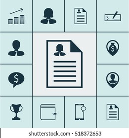 Set Of Management Icons On Business Woman, Messaging And Coins Growth Topics. Editable Vector Illustration. Includes Discussion, Trophy, Check And More Vector Icons.