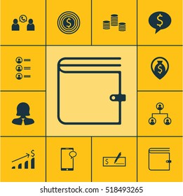 Set Of Management Icons On Business Deal, Money And Messaging Topics. Editable Vector Illustration. Includes List, Increase, Cash And More Elements