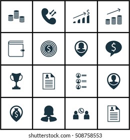 Set Of Management Icons On Cellular Data, Business Woman And Pin Employee Topics. Editable Vector Illustration. Includes Prize, Increase, Pin And More Vector Icons.