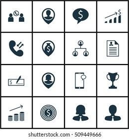 Set Of Management Icons On Cellular Data, Pin Employee And Bank Payment Topics. Editable Vector Illustration. Includes Female, Goal, Tree And More Vector Icons.