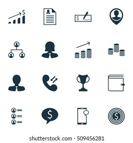 Set Of Management Icons On Cellular Data, Wallet And Manager Topics. Editable Vector Illustration. Includes Profile, Resume, Dollar And More Vector Icons.