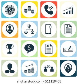 Set Of Management Icons On Cellular Data, Money Navigation And Business Deal Topics. Editable Vector Illustration. Includes Increase, Male, Success And More Vector Icons.