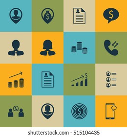 Set Of Management Icons On Cellular Data, Money And Messaging Topics. Editable Vector Illustration. Includes Employee, Chat, Goal And More Vector Icons.