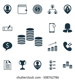 Set Of Management Icons On Curriculum Vitae, Wallet And Tournament Topics. Editable Vector Illustration. Includes Phone, Increase, Male And More Vector Icons.