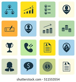 Set Of Management Icons On Female Application, Pin Employee And Business Deal Topics. Editable Vector Illustration. Includes Job, Male, Call And More Vector Icons.