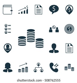 Set Of Management Icons On Manager, Cellular Data And Pin Employee Topics. Editable Vector Illustration. Includes Discussion, Profile, Dollar And More Vector Icons.