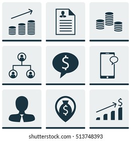 Set Of Management Icons On Manager, Coins Growth And Messaging Topics. Editable Vector Illustration. Includes Chat, Dollar, Opinion And More Vector Icons.