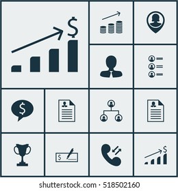 Set Of Management Icons On Manager, Coins Growth And Cellular Data Topics. Editable Vector Illustration. Includes Call, Dollar, Female And More Vector Icons.