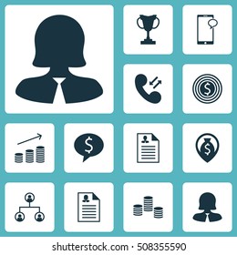 Set Of Management Icons On Messaging, Tournament And Business Deal Topics. Editable Vector Illustration. Includes Cellular, Call, Male And More Vector Icons.